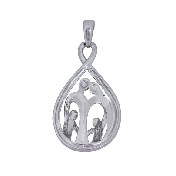 JWBR Sterling Silver 925 Family Pendant | Parents & Children Heart Design - Picture 3 of 7